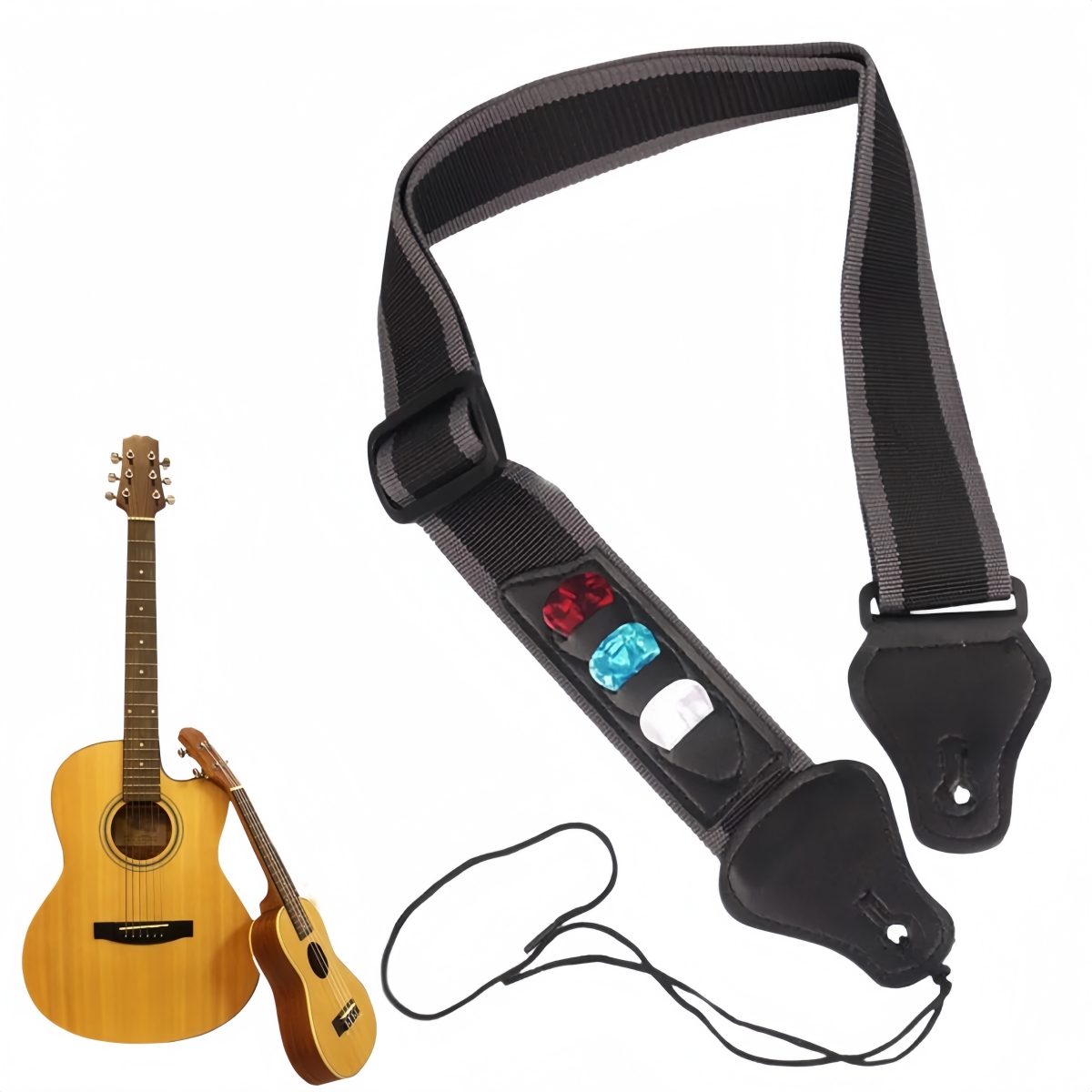 Electric Guitar Pick Pack - Miwayer Gitarrengurt aus PU-Leder, verstellbarer Schultergurt