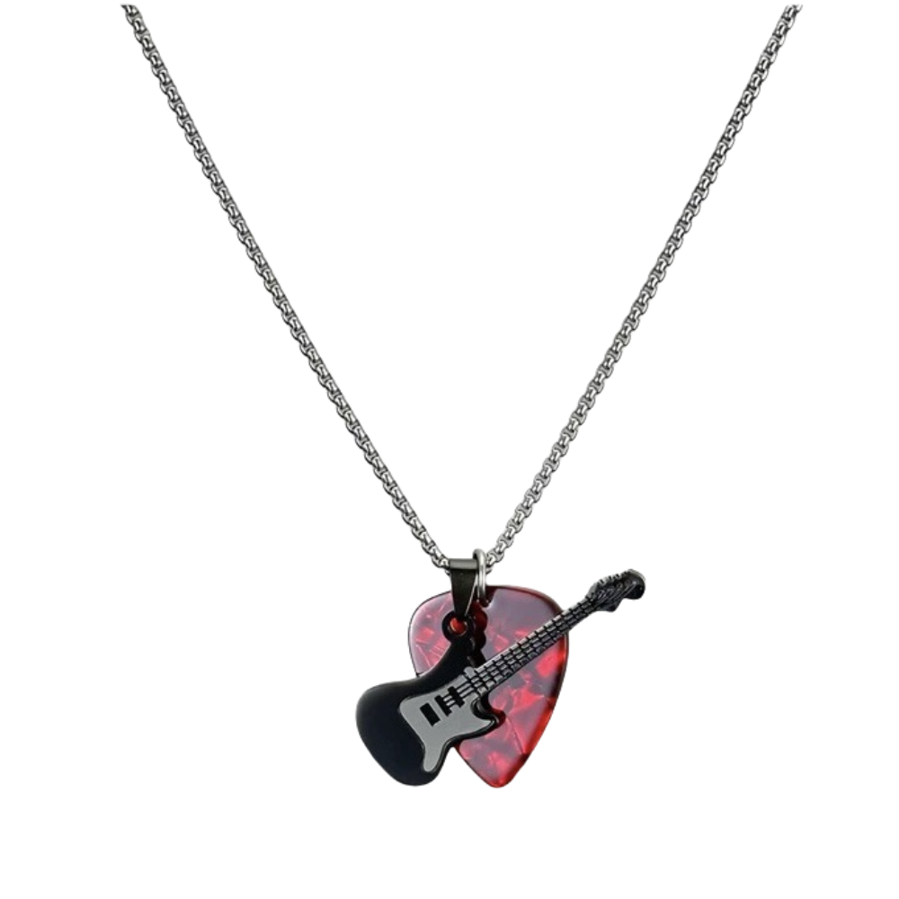 Electric Guitar Pick Pack - Hip-Hop Gitarren-Plektrum Anhänger Halskette Titan-Stahl Punk