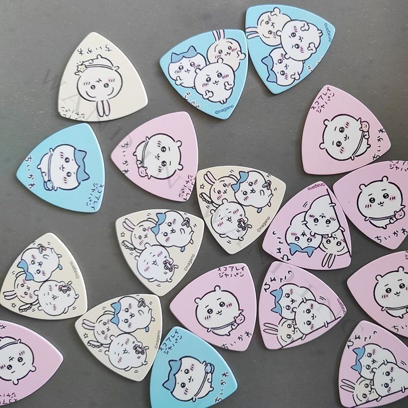 Electric Guitar Pick Pack - Süße Cartoon-Chiikawa-Dreieck-Gitarrenplektren in Gelb, Blau, Pink