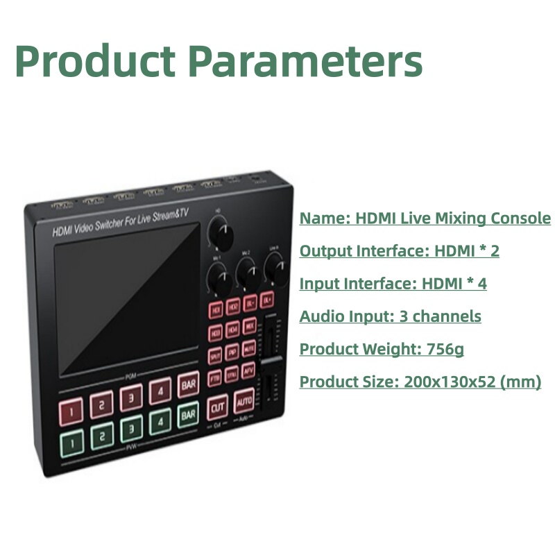 Audio Mixer 4 Channel - 4-Kanal 1080P HDMI Live-Streaming Video-Mixer mit