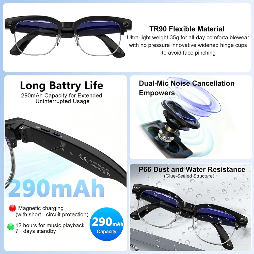 4K Smart AI-Brille mit 8MP-Kam – Audio Music Recording Bewertung und Preis